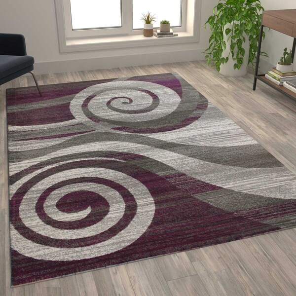 Flash Furniture Purple 8' x 10' Modern Swirl Pattern Area Rug OKR-RG1103-810-PU-GG - main